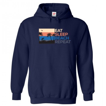 Eat Sleep Beach Repeat Classic Unisex Kids and Adults Pullover Hoodie for Beach Lovers